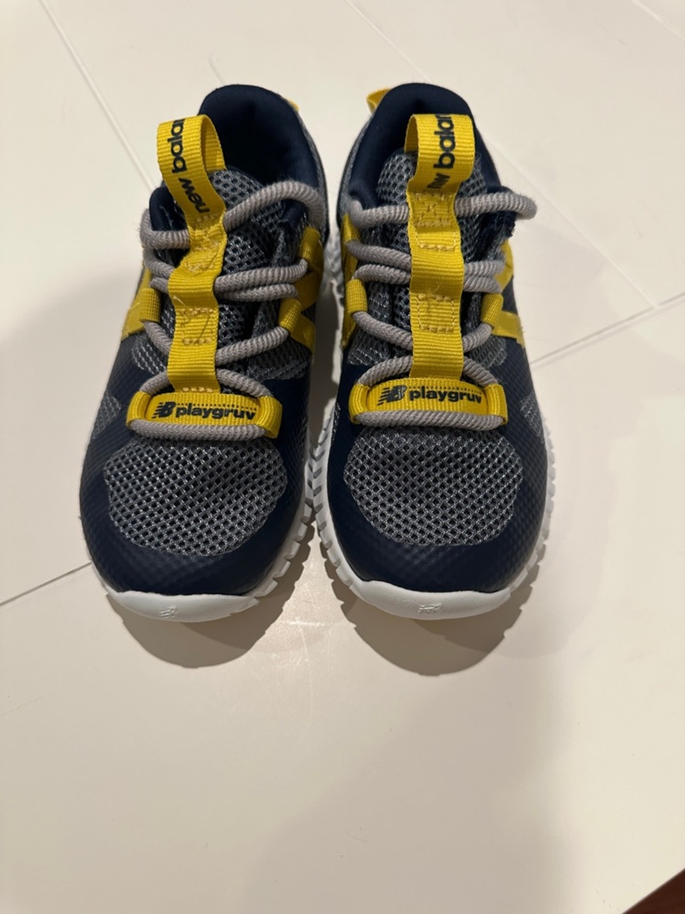 New Balance Kids Navy and Yellow Playgruv Sneakers